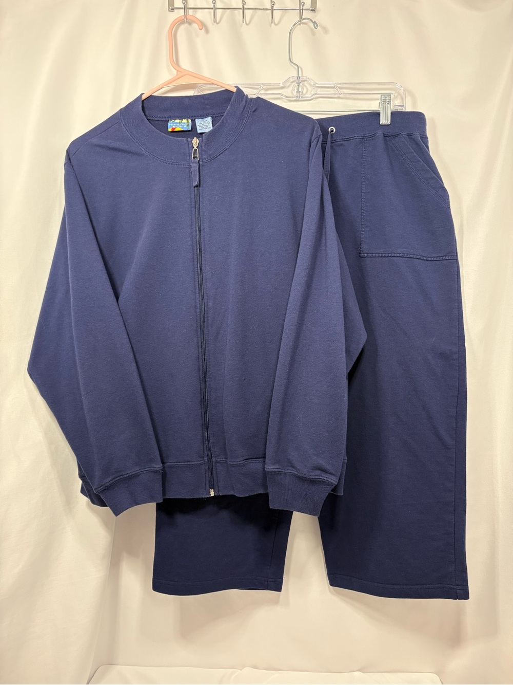 Vintage Peartree Point Navy Zip-Up Sweatshirt & Matching Sweatpants Set Size PXL